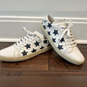 Saint Laurent White Leather Star Court Classic California Sneakers Size 41